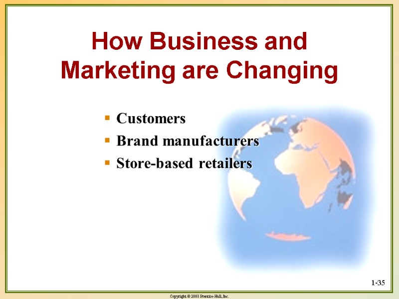 1-35 How Business and Marketing are Changing Customers Brand manufacturers Store-based retailers